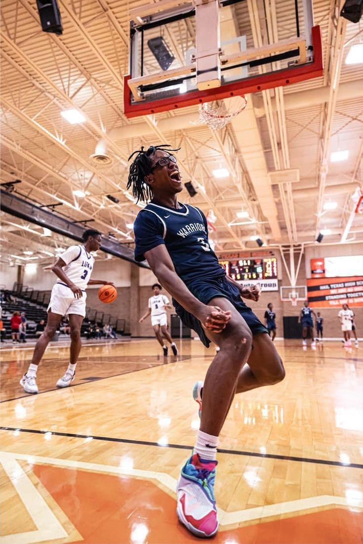 Basketball player dunking